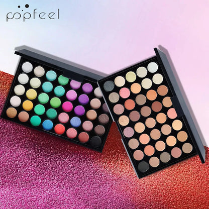 POPFEEL 40 Color Eyeshadow Palette - Earth Tone & Rainbow Shades with Matte and Shimmer Long Lasting Finish
