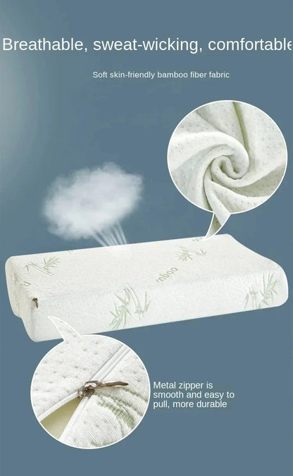 50x30cm Bamboo Fiber Memory Foam Pillow – Slow Rebound Orthopedic Neck Support Pillow for Health Care & Relief