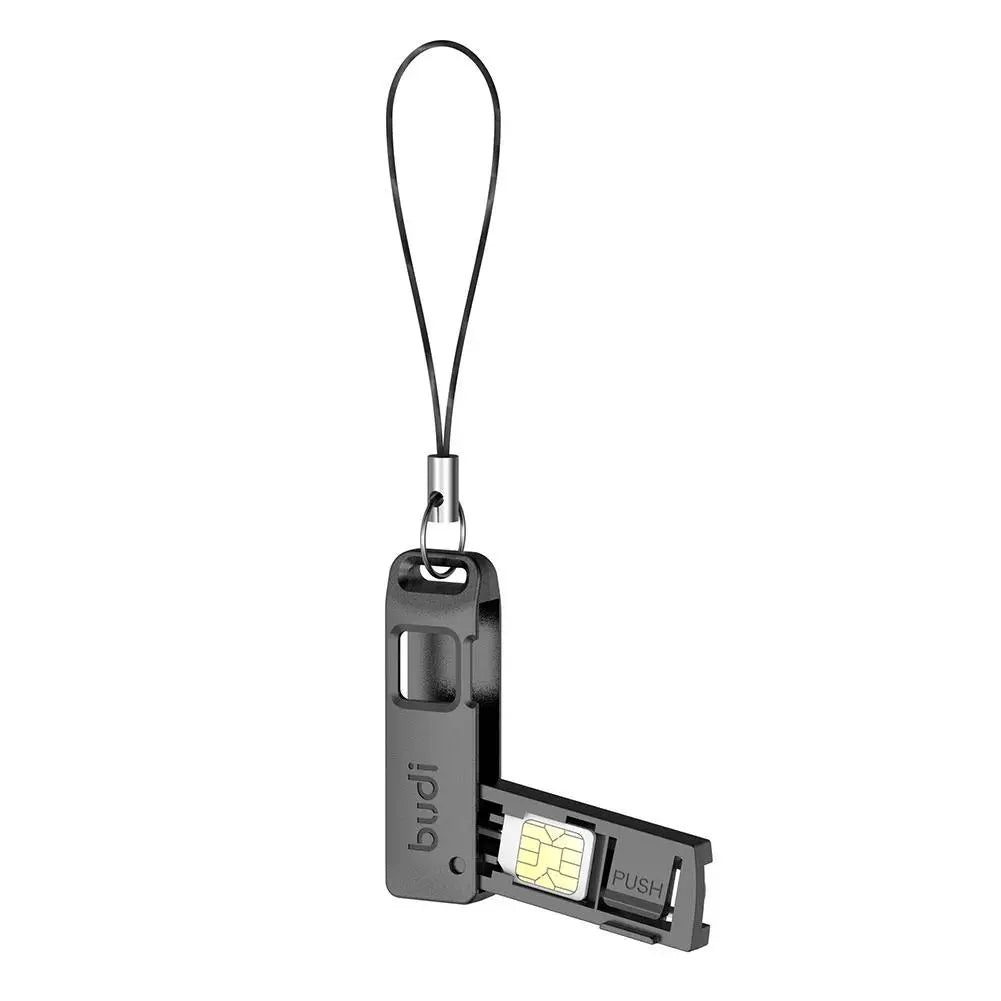 5pcs Multi-Function SIM & TF Card Storage Box with Ejector Pin & Lanyard — Anti-Lost MicroSD Holder
