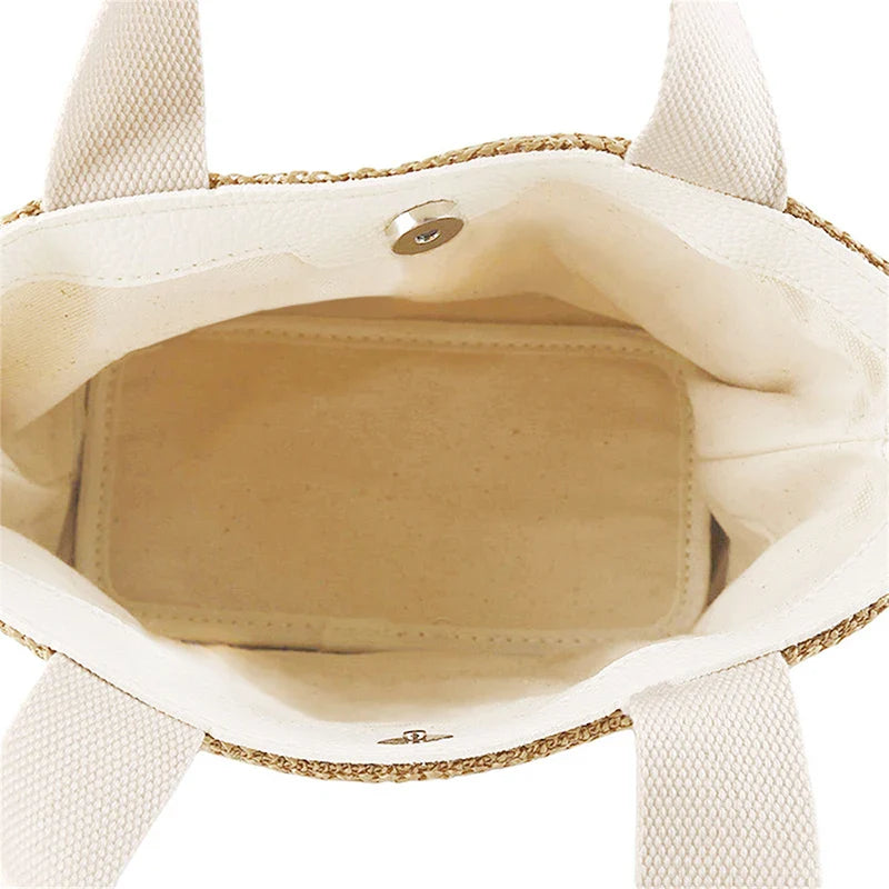 Women’s Bohemian Beach Straw Bag – Handmade Woven Rattan Bucket Shoulder & Crossbody Handbag