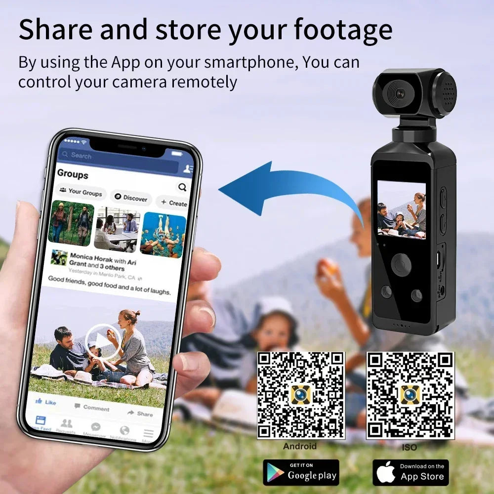 4K Ultra HD Pocket Action Camera — 270° Rotatable Vlog Sports Cam with WiFi, Waterproof Case & Helmet Mount