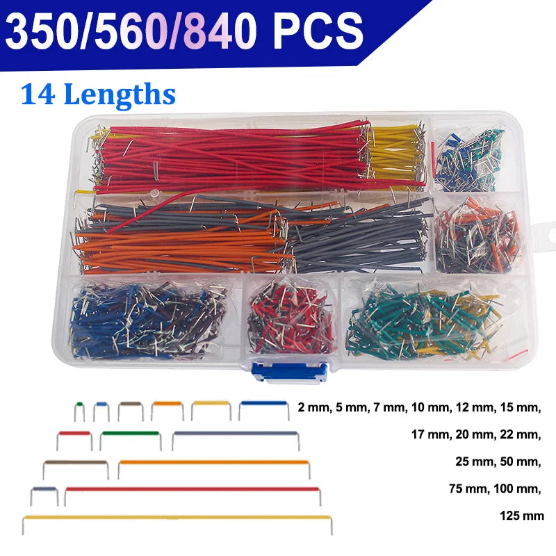 840/560/350PCS Breadboard Jumper Wire Kit – Assorted 14 Lengths for DIY Electronics & Circuit Prototyping