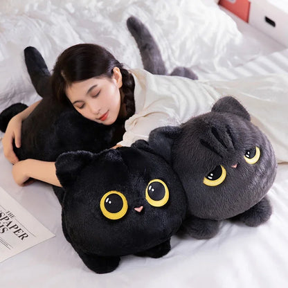 Cute Cat Lying Plush Doll Pillow – Kawaii Cartoon Stuffed Toy for Home, Office & Valentine’s Day Gift