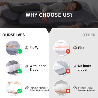 G-Shaped Pregnancy Pillow – Full Body Maternity Sleeping Pillow with Removable Cover for Belly Support