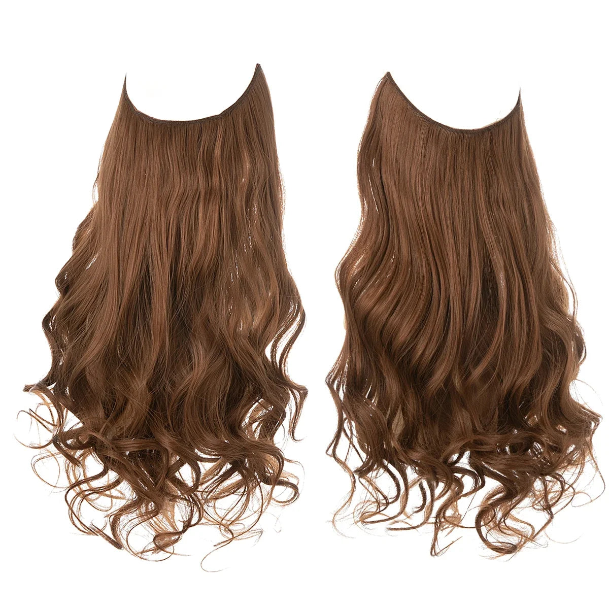 Synthetic Ombre Hair Extension - One Piece Invisible Wire Long Wavy Clipless False Hairpiece Black Blonde Pink