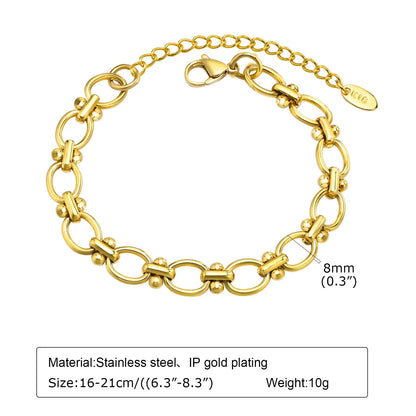 Women's Chunky Gold Plated Stainless Steel Link Chain Bracelet – Waterproof Layered Wristband Jewelry