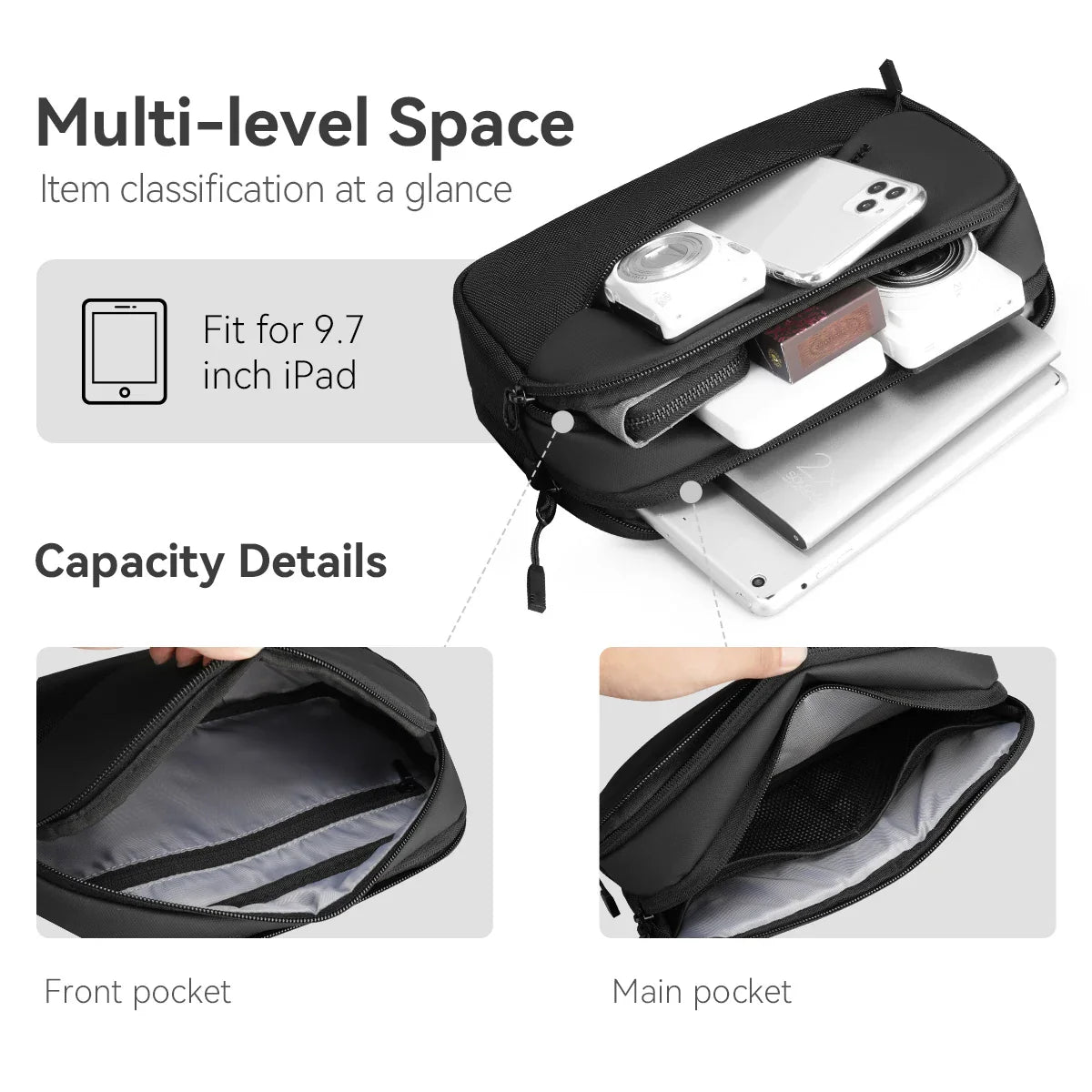 MARK RYDEN Mini Shoulder Bag for Men: Multiple Pockets, Fits 7.9in iPad - Stylish and Functional