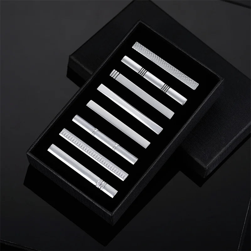 Men's Tie Clip & Cufflink Set - 7/8/10 Piece Luxury Gift Box Jewelry for Weddings & Formal Wear
