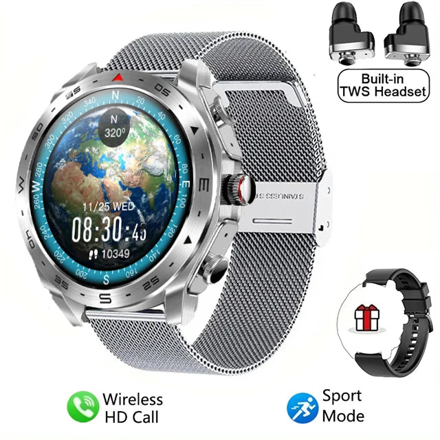 2024 Smart Watch with TWS 2-in-1 Bluetooth Earphones — HIFI 9D Sound & Bluetooth Call for Men & Women Sports Fitness