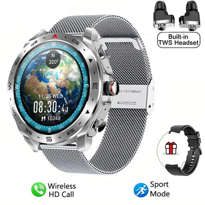 2024 Smart Watch with TWS 2-in-1 Bluetooth Earphones — HIFI 9D Sound & Bluetooth Call for Men & Women Sports Fitness