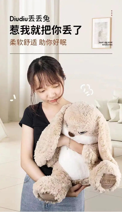 Large Angry Rabbit Plush Toy – Cute Kawaii Stuffed Animal, Soft Doll for Room Decor & Birthday Gift