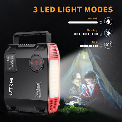 UTRAI 4-in-1 Car Jump Starter Power Bank - 2000A Battery Booster with 16000mAh Capacity, 150PSI Air Compressor Tire Inflator & Portable Charger