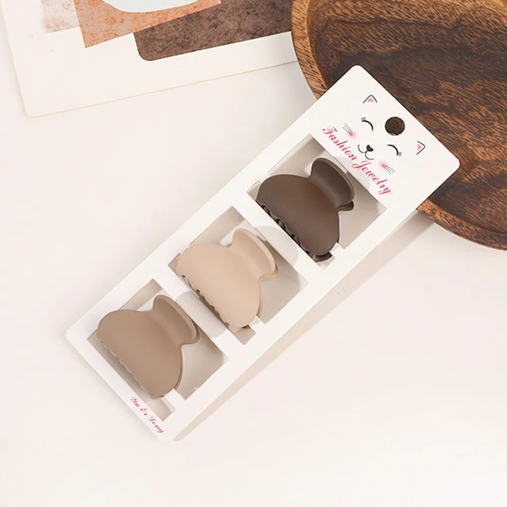 Chic Coffee Color Three-piece Hairpin Set - Frosted Geometric Hair Clips, Barrettes for Women and Girls Hair Accessories Headwear