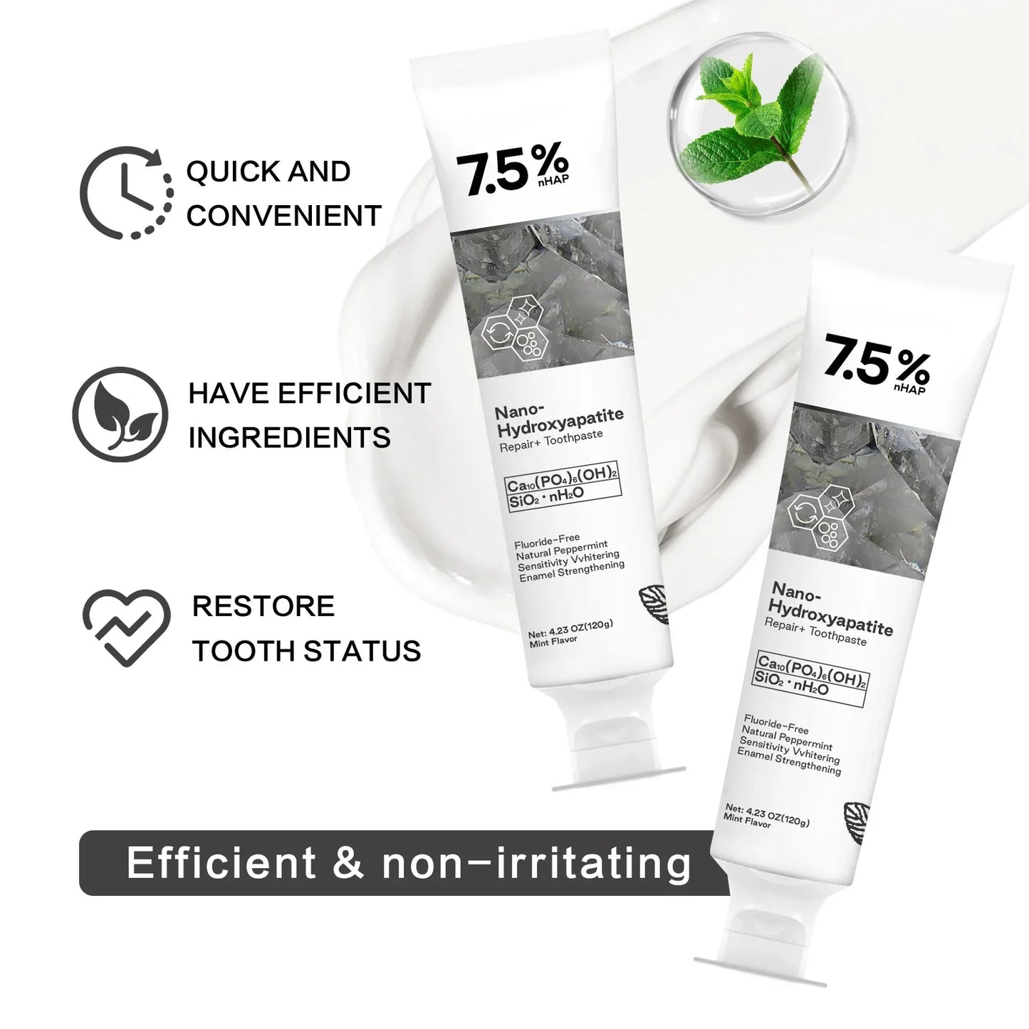 120g Nano Hydroxyapatite Toothpaste – Removes Coffee & Tea Stains, Freshens Breath, Prevents Cavities, Dental Care