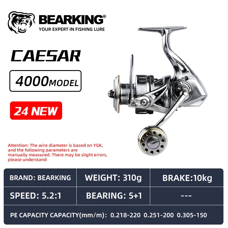 BEARKING CAESAR Fishing Reel - 5+1BB Stainless Steel Bearing System with 5.2:1 Gear Ratio & 15Kg Max Drag Power