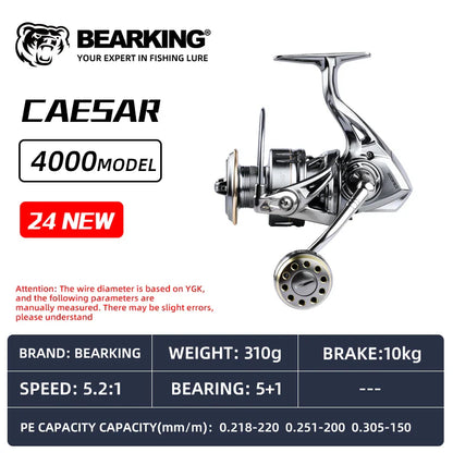 BEARKING CAESAR Fishing Reel - 5+1BB Stainless Steel Bearing System with 5.2:1 Gear Ratio & 15Kg Max Drag Power