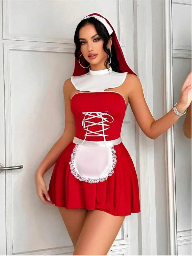 Sexy Maid Babydoll Lingerie Set - Open-Back Roleplay Cosplay Costume