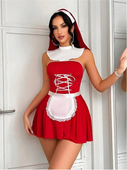 Sexy Maid Babydoll Lingerie Set - Open-Back Roleplay Cosplay Costume