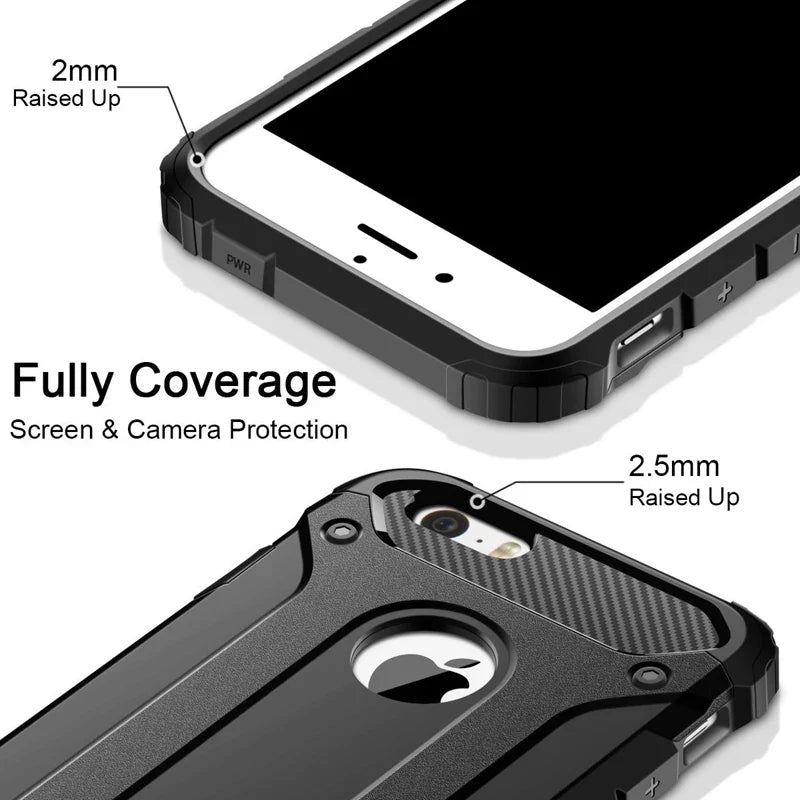 Rugged Layer Armor Case – Heavy Duty Shockproof Cover for iPhone 14/13/12/11 Pro Max, 5/5S/5C/6/6S/7/8/X/XS/XR
