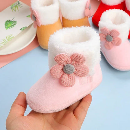 Newborn Baby Pompom Booties - Soft Warm Anti-Slip Shoes for Infants and Toddlers