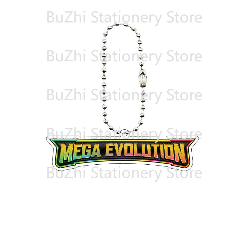 Anime Mega Evolution Acrylic Keychain 5cm – PTCG PKM Cartoon Game Logo Bag Charm Pendant Gift Toy for Boys & Girls Collection