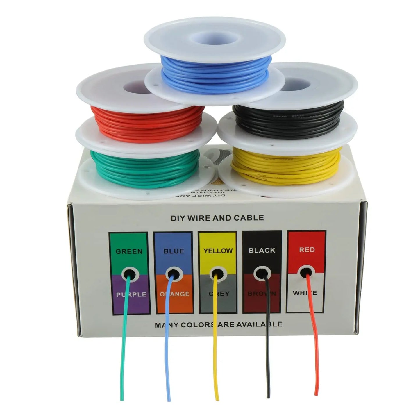 22AWG Flexible Silicone Wire – Stranded Tinned Copper, 5 Colors, 16.4ft/5m or 32.8ft/10m Each for Electrical DIY