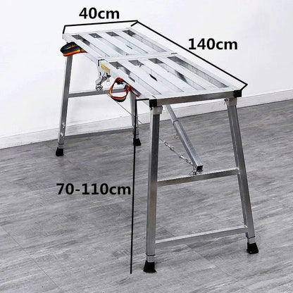Foldable Steel Scaffolding Ladder – Portable Construction Workbench & Elevated Platform for Home Decoration, Renovation & Heavy-Duty Building Use
