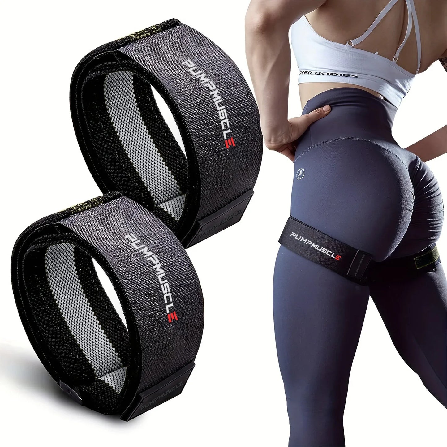 2PCS Adjustable Blood Flow Restriction Bands for Legs – BFR Training Straps for Muscle Growth, Strength & Glute Workouts