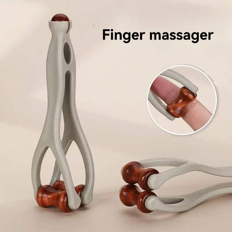 Finger & Hand Massager Roller Tool for Carpal Tunnel Relief – Wooden Acupressure Massage Device for Stress, Pain & Hand Discomfort Relief