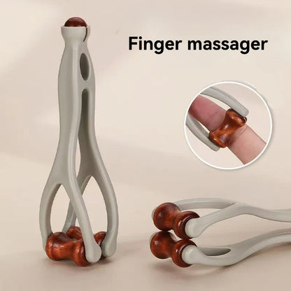 Finger & Hand Massager Roller Tool for Carpal Tunnel Relief – Wooden Acupressure Massage Device for Stress, Pain & Hand Discomfort Relief