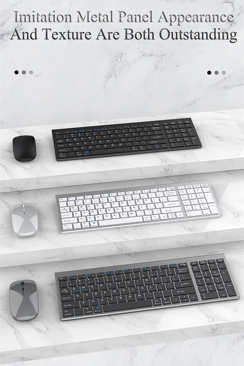 Bluetooth 5.0 & 2.4G Wireless Keyboard and Mouse Combo – Mini Multimedia Set for Laptop, PC, TV, iPad, MacBook, Android