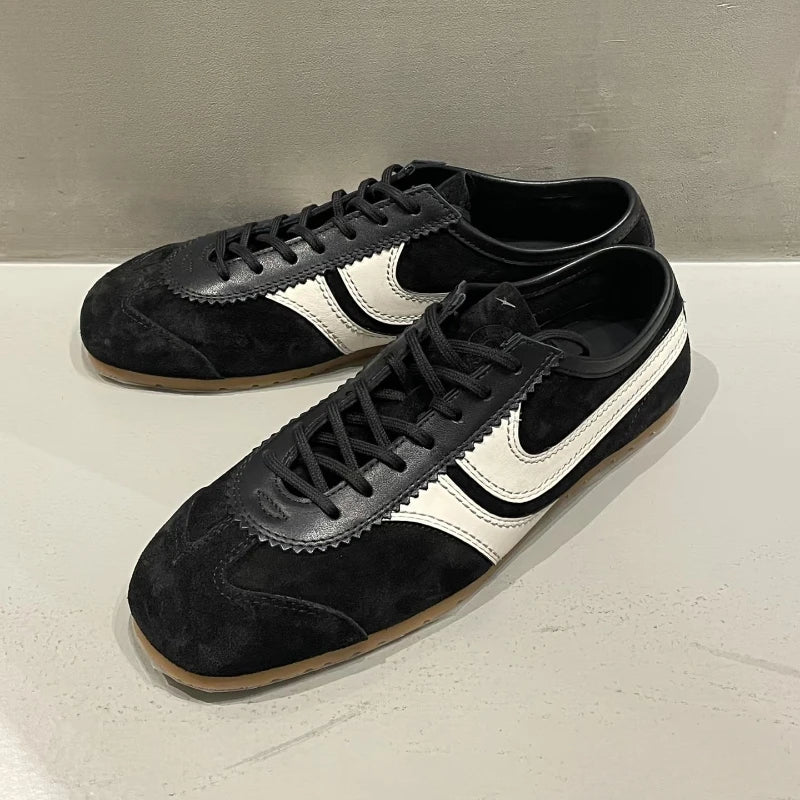 Real Leather German Training Shoes for Women — 2025 Retro Fashion Four Seasons Running & Casual Forrest Gump Style Sneakers