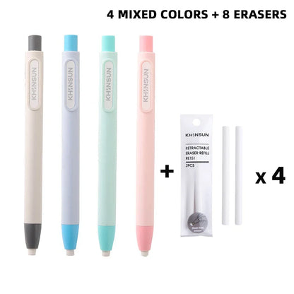 Retractable Press Eraser Pen – Replaceable Core Push-Button Art Eraser for Students, Kids & School Stationery Supplies