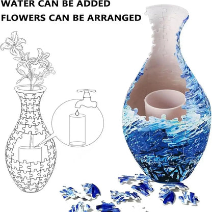 160-Piece 3D Curved Plastic Puzzle — Flower Vase DIY Art Puzzle for Home Decor, Flower Arrangements & Housewarming Gifts