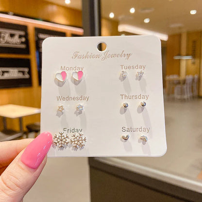 New S925 Silver Needle Stud Earrings Set – Simple & Cute Mini Earrings for Women & Girls, Exquisite Jewelry Gift