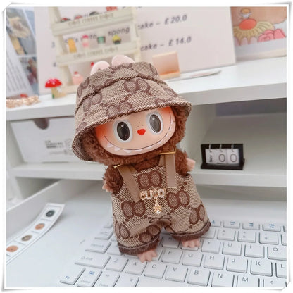 17cm Labubu II Mini Doll Clothes Set – Outfit, Hat, Bag & Shoes Accessories for Sitting Party Play