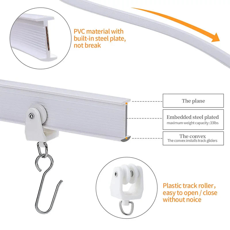 1–6M Flexible Bendable Curtain Track – Silent Ceiling Rail for Bedrooms, Bathrooms, Balconies & Room Dividers