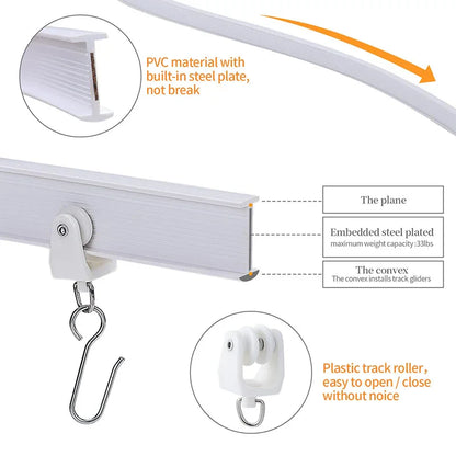 1–6M Flexible Bendable Curtain Track – Silent Ceiling Rail for Bedrooms, Bathrooms, Balconies & Room Dividers