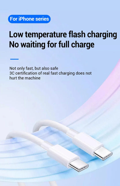 100W Fast Charging Cable – USB C for Apple iPhone 14-11 Pro Max, Plus, Mini, 1M/2M Data Cable, Quick Charge Phone Accessories
