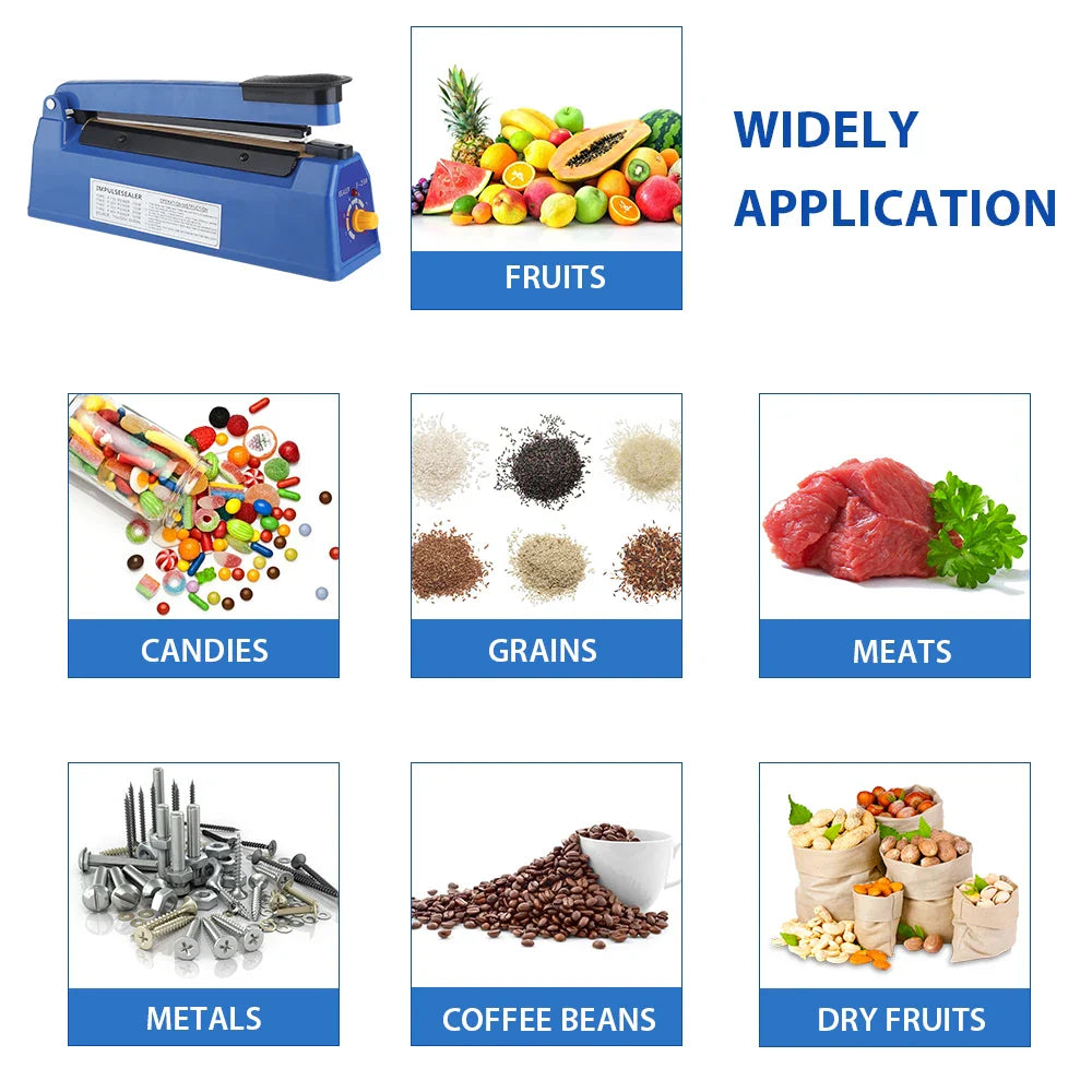Electric Heat Sealer Machine — Hand Press Vacuum Impulse Sealer for Food, Plastic Bags, Balloons & Packaging