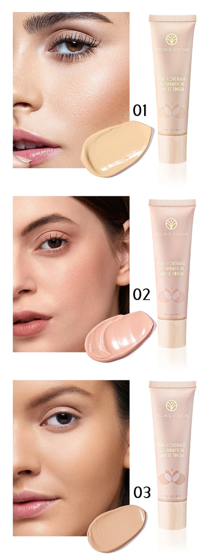 30ml Matte Liquid Foundation Cream – Long-Wear, Oil-Control, Full Coverage Waterproof Concealer for Wheat Tone Makeup