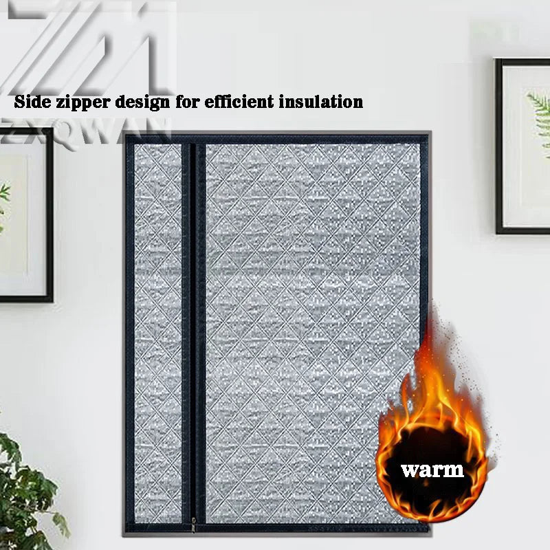 Double-Layer Cotton Curtain with Side Zipper – Thickened Windproof Thermal Insulated Home Curtain, Customizable