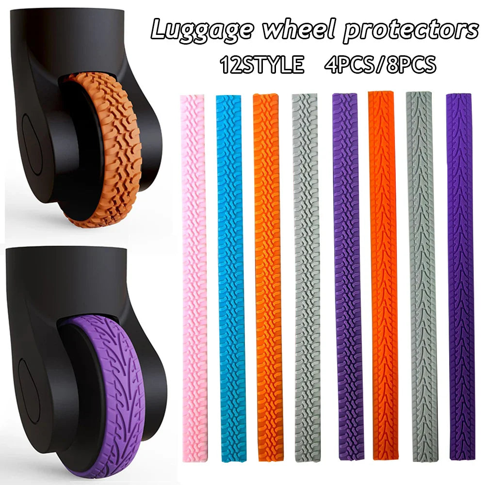 4PC Silicone Suitcase Wheel Protection Case - Silent Travel Luggage Caster Shoes for Noise Reduction, Trolley Box Casters Cover