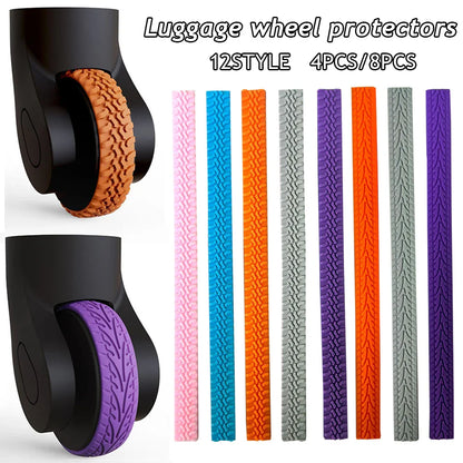 4PC Silicone Suitcase Wheel Protection Case - Silent Travel Luggage Caster Shoes for Noise Reduction, Trolley Box Casters Cover