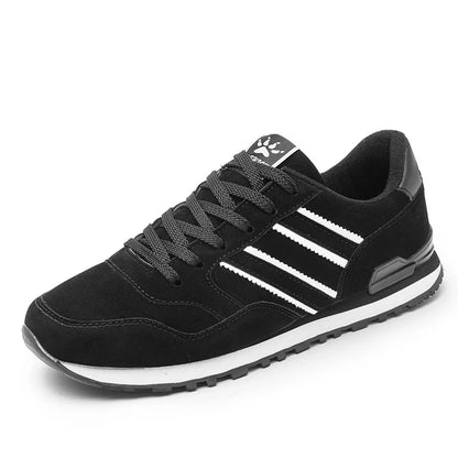 Men's Casual Artificial Leather Sneakers – Lightweight Breathable Lace-Up Flats for Spring & Outdoor Wear