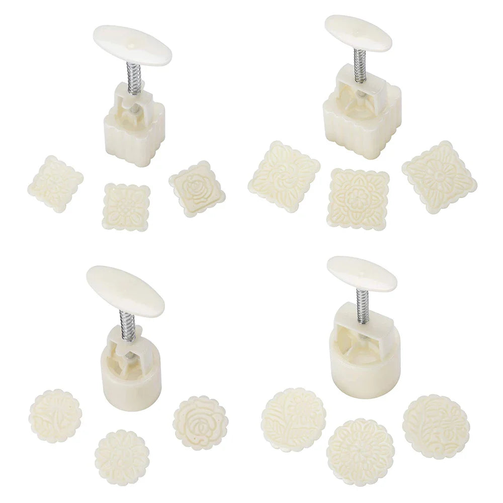 DIY Flower-Shaped Mooncake Mould for Mid-Autumn Festival - Hand Pressure Fondant Pastry Decorating Tools