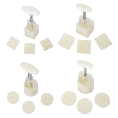 DIY Flower-Shaped Mooncake Mould for Mid-Autumn Festival - Hand Pressure Fondant Pastry Decorating Tools