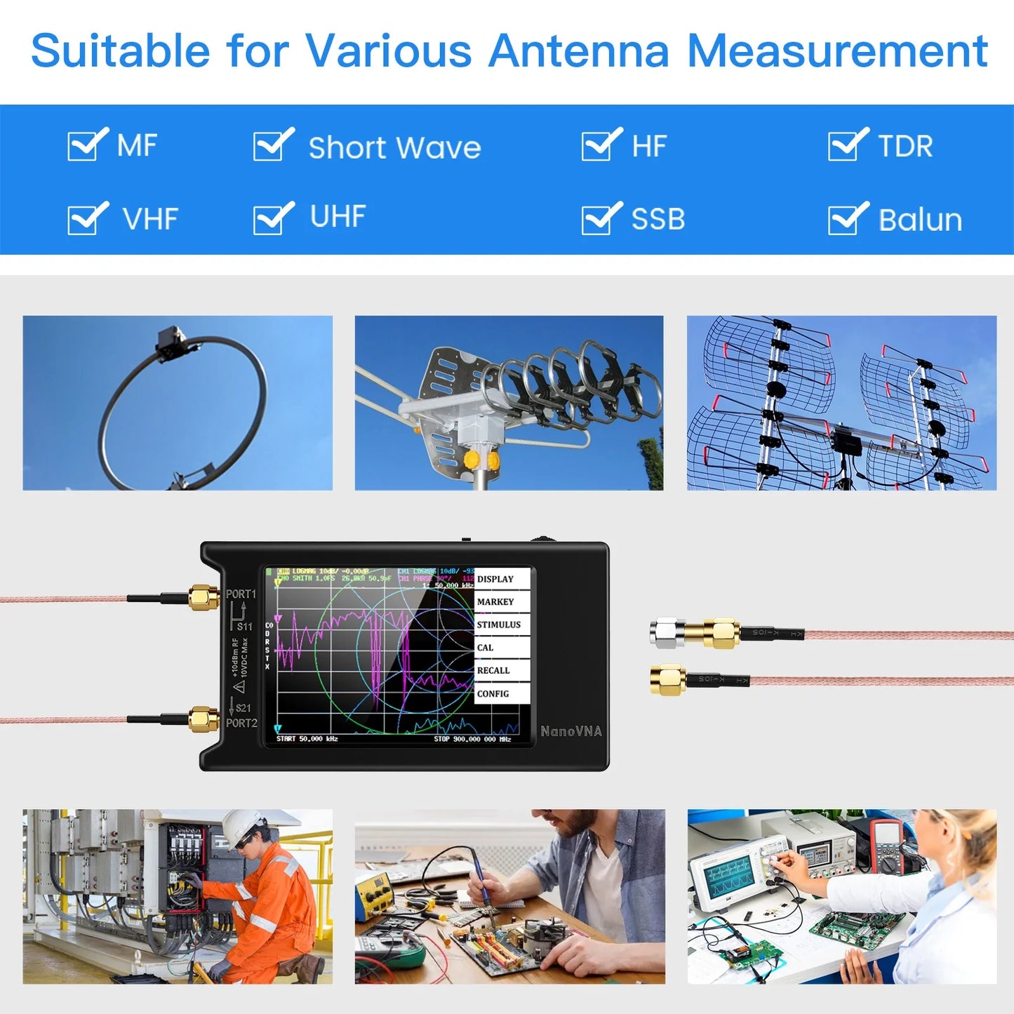 NanoVNA-H4 Spectrum Analyzer – 2.8/4" Vector Network Antenna Analyzer, 10KHz-1.5GHz, MF, HF, VHF, UHF Tuner