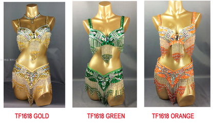 Sexy Girl Belly Dance Costume Set – Bra & Belt Set in 10 Colors for Ladies Bellydancing