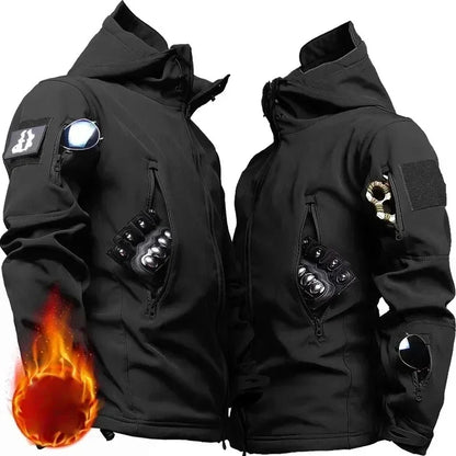 Men’s Winter Thicken Camo Tactical Suit — Waterproof Hooded Jacket & Fleece Pants Outdoor Hunting 2-Piece Set